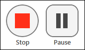Stop button (red square) next to a pause button
