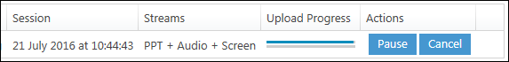 The Panopto recording upload progress bar.