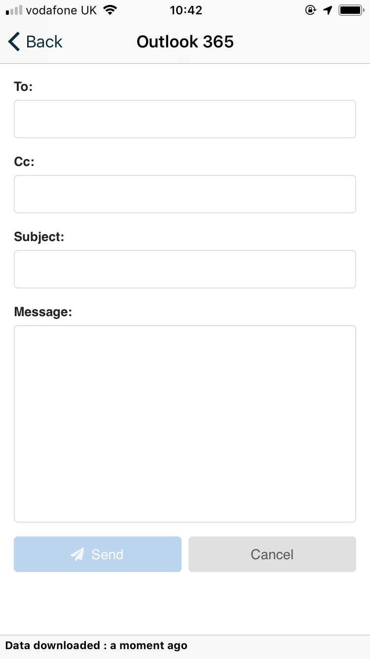 The MySouthampton app email page showing a send email interface.