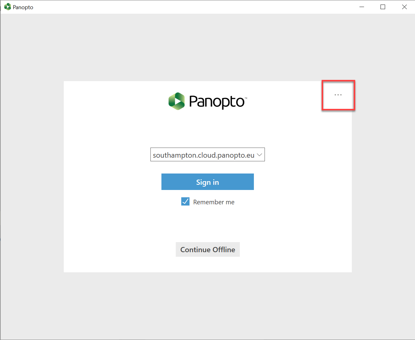 Showing the Panopto recorder interface that is not signed in. It is asking for details to be signed in.