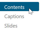 Content (selected), captions, slides