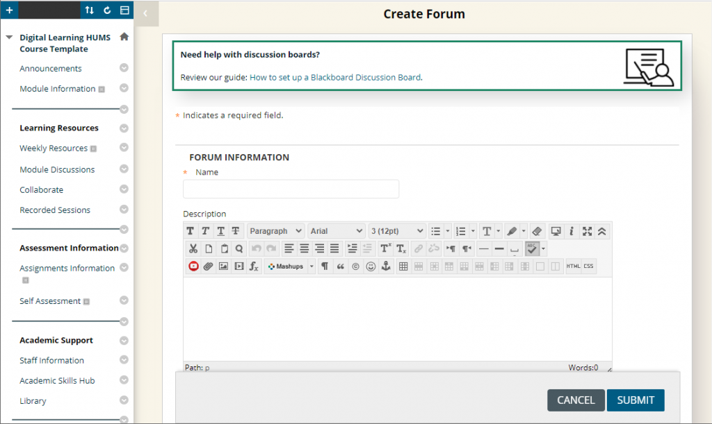 Creating a discussion forum