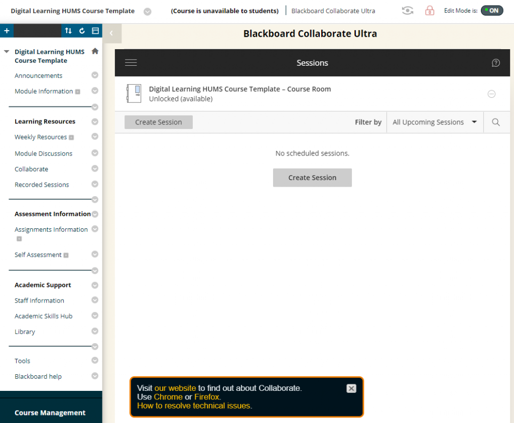 Example Blackboard Collaborate area