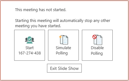 Vevox options when opening PowerPoint slide show