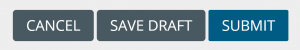 Buttons used when submitting a Blackboard assignment, options are Cancel, Save Draft, Submit.