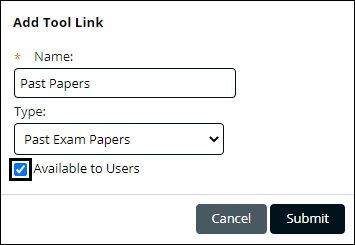 Tool link insert page past papers example