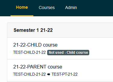 Use the link to the Parent course on Blackboard Home