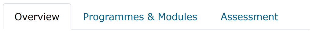 Tutor Dashboard Profile Tabs: Overview, Programme & Modules, Assessment